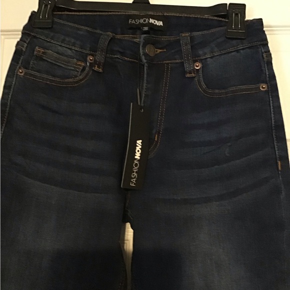 Fashion Nova Dark Indigo Flared Jeans - Picture 2 of 3